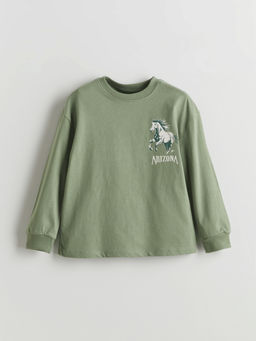 Bisiklet Yaka Bask?l? Erkek ?ocuk Ti??rt