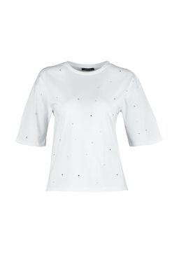 TRENDYOLMILLA Antrasit %100 Pamuk Tas Detayl? Relaxed/Genis Rahat Kesim Bisiklet Yaka Orme T-Shirt TWOSS23TS00153  фото 6