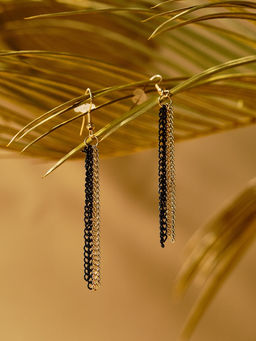 Набор 2 предмета: серьги, бусы Унисон прямоугольники, чёрный в золоте, 80 см