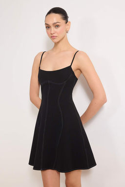 Siyah Mini Kontrast Dikis Detayl? Dokuma Elbise TWOSS26EL00137