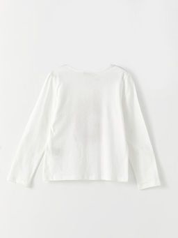 Bisiklet Yaka Bask?l? Uzun Kollu Pamuklu K?z ?ocuk Ti??rt - Waikiki фото 2