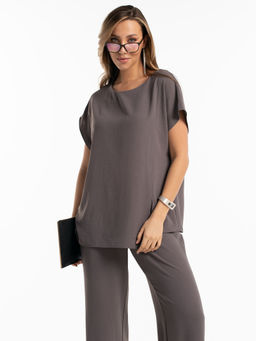 Летняя блузка оверсайз графит - Odis фото 5