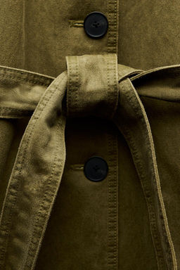 WAXED TRENCH COAT WITH FAUX FUR COLLAR - Zara фото 13