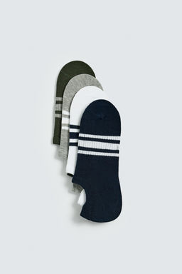 FOUR-PACK OF STRIPED NO-SHOW SOCKS