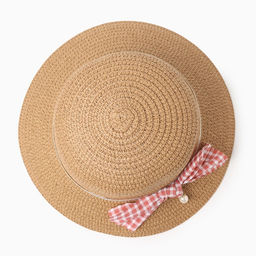 Шляпа для девочки MINAKU с бантом, коричневая, размер 52