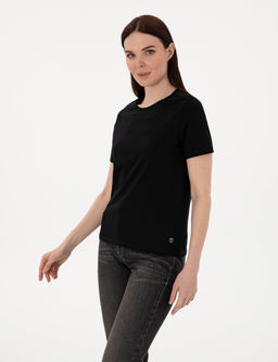 Siyah Regular Fit Bisiklet Yaka Basic Ti__rt