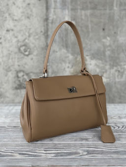 Женская кожаная сумка-портфель 8399-2 Бежевый