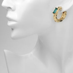 Серьги со стразами Блеск вечера азарт, зелёные в золоте