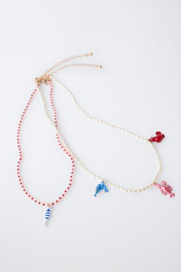 PACK DOS COLLARES PERLAS Y ABALORIOS MAR / Blanco - Zara фото 3