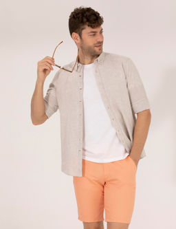 Рубашка Pierre Cardin Regular Fit светло-коричневая с длинным рукавом