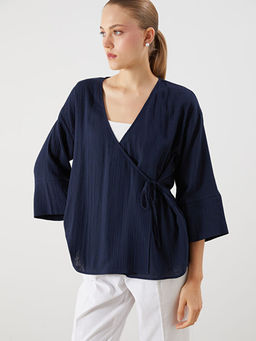 Kruvaze Yaka Dokulu Kad?n Kimono