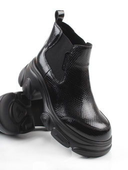 01-H23B-40AA BLACK Ботинки демисезонные женские (натуральная кожа, байка)