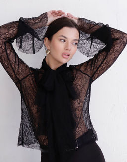 Блуза кружевная чёрная - Martichelli фото 6