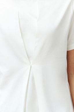 Ekru Onden Pilise Detayl? Regular/Normal Kal?p Bisiklet Yaka Orme Bluz TWOSS24BZ00302