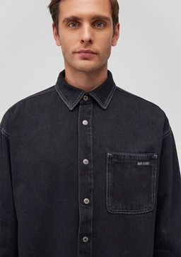 Aidan Mavi Black Antrasit Jean Gomlek  фото 5