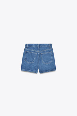 HIGH-WAIST CROSSOVER WAIST TRF MOM FIT DENIM BERMUDA SHORTS - Zara фото 15