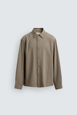 CAMISA RELAXED FIT EFECTO ARRUGADO / Beige - Zara фото 6