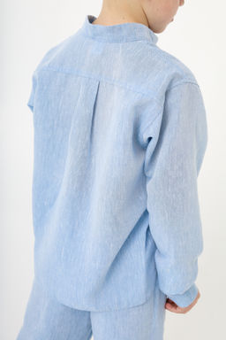Рубашка-хенли Лен, голубой меланж - Inzibe фото 11