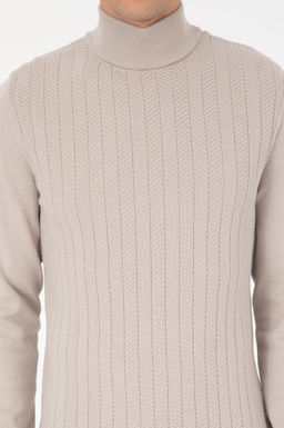 Erkek Slim Fit Yar_m Bal_k__ Yaka Ta_ Kazak