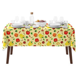Скатерть 240х145см Перцы, вид 1, длина стола до 200см, на 10-12 персон, рогожка (хлопок 100%) 171г/м2, упаковка классическая, пакет ПВХ 25х41см, Домашняя мода (Россия)