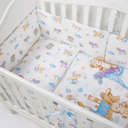 Детство Набор для новорожденных Детство/Борта:6шт; Подушка:1 шт-40*60; Наволочка(клапан):1шт.-40*60; Простыня на резинке:1шт.-120*60; Одеяло:1шт.-110*90; Пододеяльник:1шт.-110*90 Набор в кроватку (бязь)