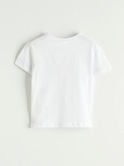 Bisiklet Yaka Kalp Nak??l? K?z ?ocuk Ti??rt