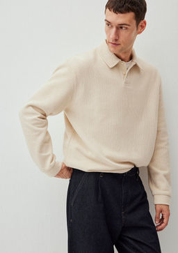 Dugmeli Beyaz Basic Sweatshirt - Mavi фото 2