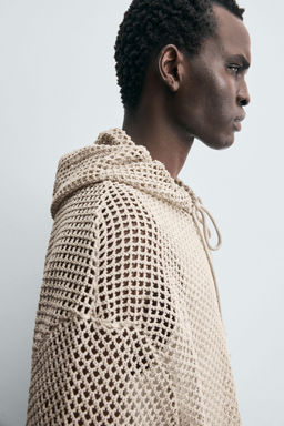 CROCHET TEXTURED SWEATSHIRT