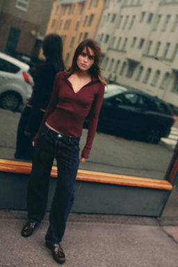 RIBBED POLO NECK T-SHIRT - Zara фото 15