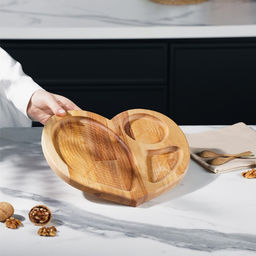 Менажница Доляна Сердце, 25?25 см, 3 секции, дерево берёза