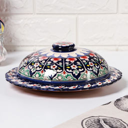 Блинница узбекская Риштанская Керамика «Узоры», d=24 см, синий