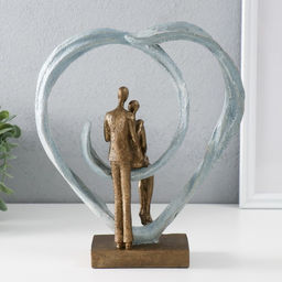 Фигурка полистоун Абстракция. Парочка в сердце, бронза, серебро, 23?7?26 см