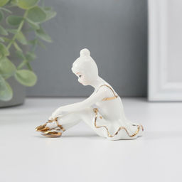 Фигурка керамика «Балерина», золото, 7 см