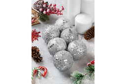Набор 6 новогодних шаров 8*8 см Серебро - Elan gallery фото 6