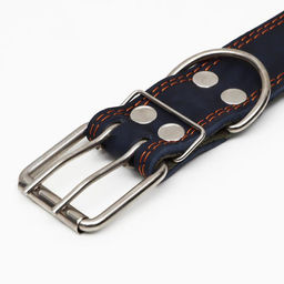 Ошейник комбинированный кожа/брезент, безразмерный, 83 х 4,5 см, ОШ 20-70 см, синий - Пижон фото 4