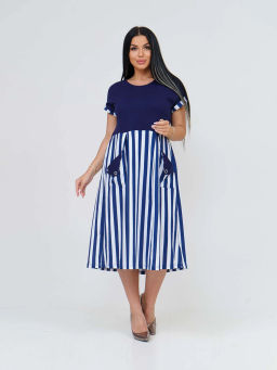 Платье женское, цвет синий белый