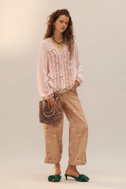 CAMISA VOLANTES ENCAJE LIMITED EDITION / Rosa empolvado