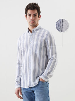 Regular Fit Uzun Kollu ?izgili Erkek G?mlek