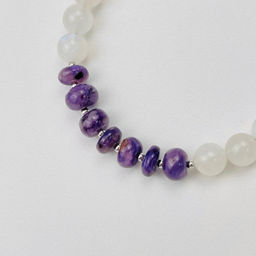 Браслет из Лунного камня и Чароита 17 см - Радуга самоцветов фото 2