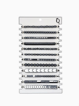 Цена за 12 шт. Браслет-оберег «Гематит» ассорти форм, серый