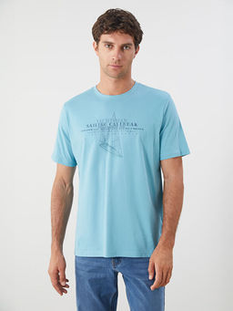 Bisiklet Yaka K?sa Kollu Bask?l? Erkek Ti??rt