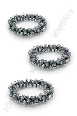 Резинки с бусинами для волос 5 см (3 шт) SF-8011, серый