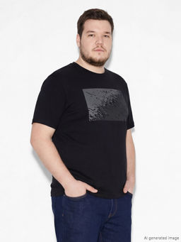 Bisiklet Yaka Bask?l? Penye Erkek Ti??rt