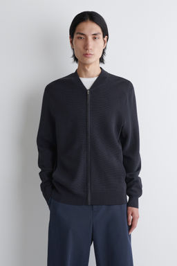 TEXTURED KNITTED BOMBER JACKET