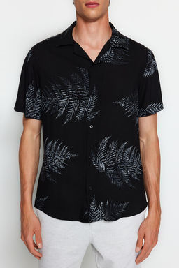 TRENDYOL MAN Siyah Regular Fit Apas Yaka K?sa Kol Salas Gomlek TMNSS20GO0574 - Trendyolmilla фото 3