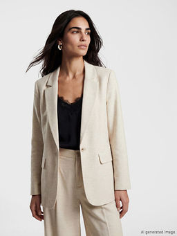 Keten Kar???ml? Kad?n Blazer Ceket