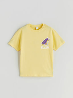 Bisiklet Yaka Bask?l? Erkek ?ocuk Ti??rt