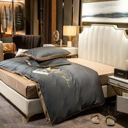 КПБ Mency однотонный с вышивкой MENO019 Евро