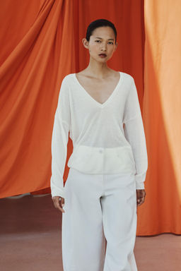 JERSEY PUNTO FINO ESCOTE PICO / Blanco - Zara фото 4