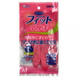 Хозяйственные перчатки средн толщ из натурального каучука розовые Soft Fit S.T. Corp (размер L), Япония Акция